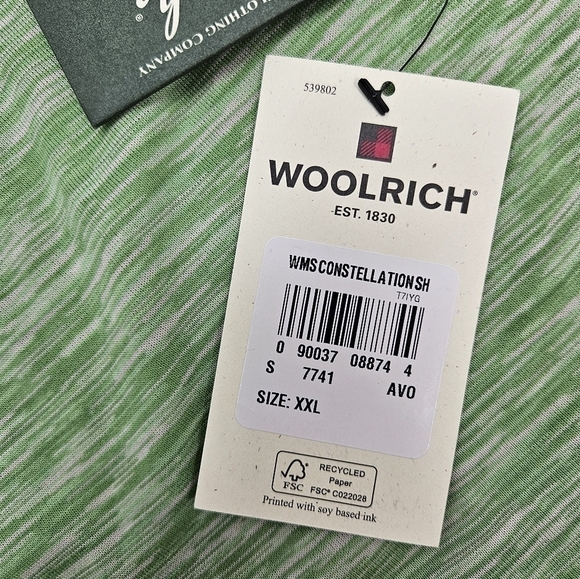 Woolrich Athleisure Top XXL Zip Pocket Dri Release Green Slim Fit Ruched Tee NWT - Picture 11 of 16